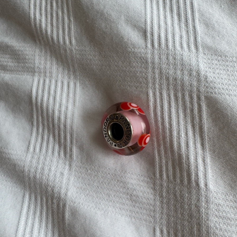 PANDORA Pink Murano Glass Charm | Sterling Silver | Authentic